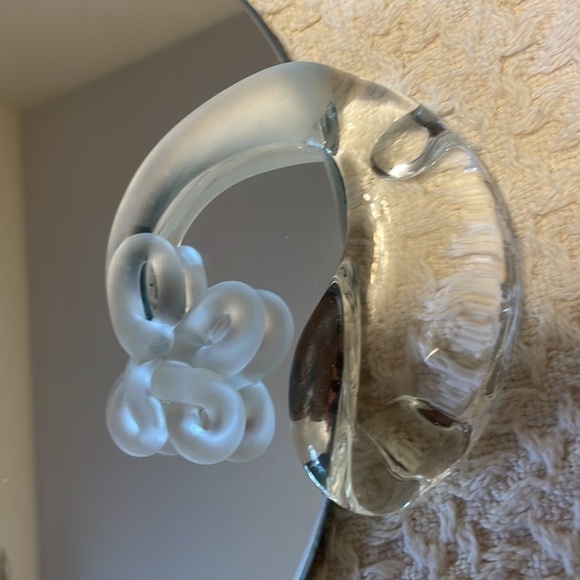  Mirrored Round Vanity Tray Frosted Glass Fish Handles and Felt Bottom - Picture 2 of 5